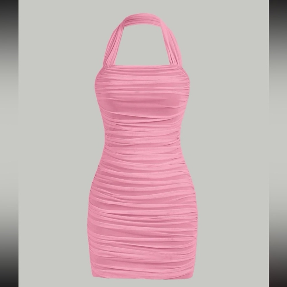 Solid Ruched Halter
Bodycon Dress